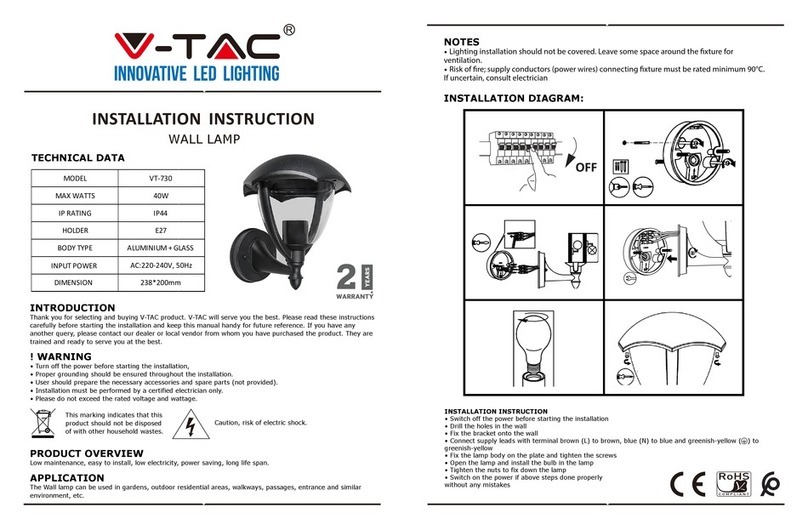 V-TAC VT-730 installation instructions