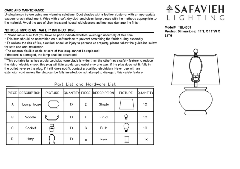 Safavieh Lighting IMRAN TBL4353 User manual Safavieh Lighting IMRAN TBL4353 User manual