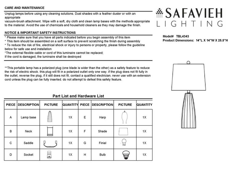 Safavieh Lighting KAYDEN TBL4343 User manual