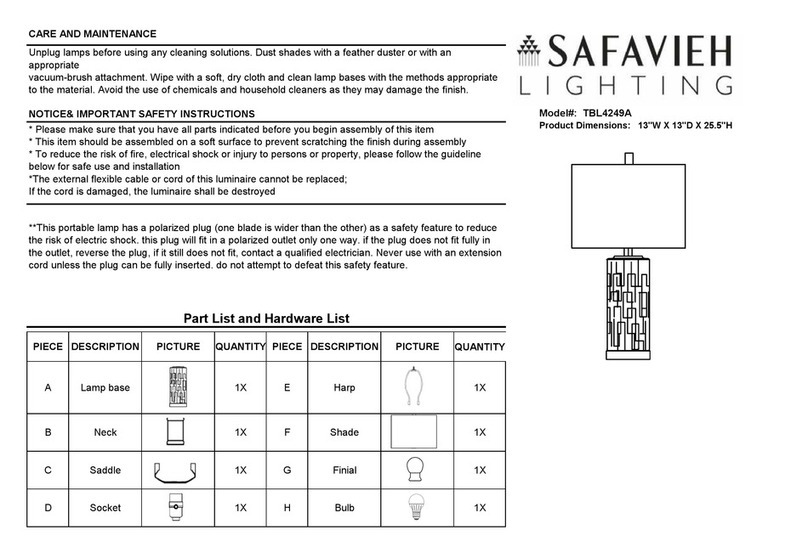 Safavieh Lighting PEHONIX TBL4249A User manual Safavieh Lighting PEHONIX TBL4249A User manual
