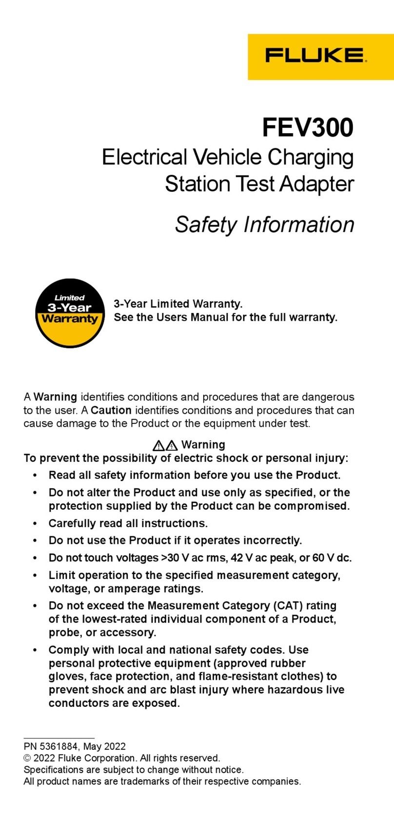 Fluke FEV300 Original instructions
