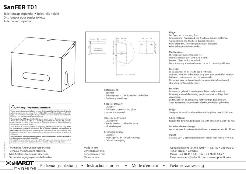 OPHARDT HYGIENE SanFER T01 quick start guide