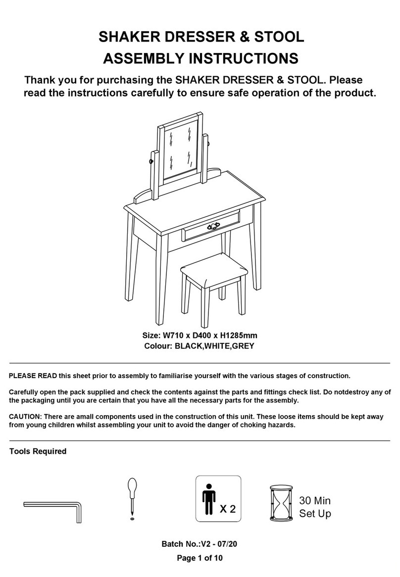 BIG FURNITURE WAREHOUSE SHAKER DRESSER & STOOL User manual