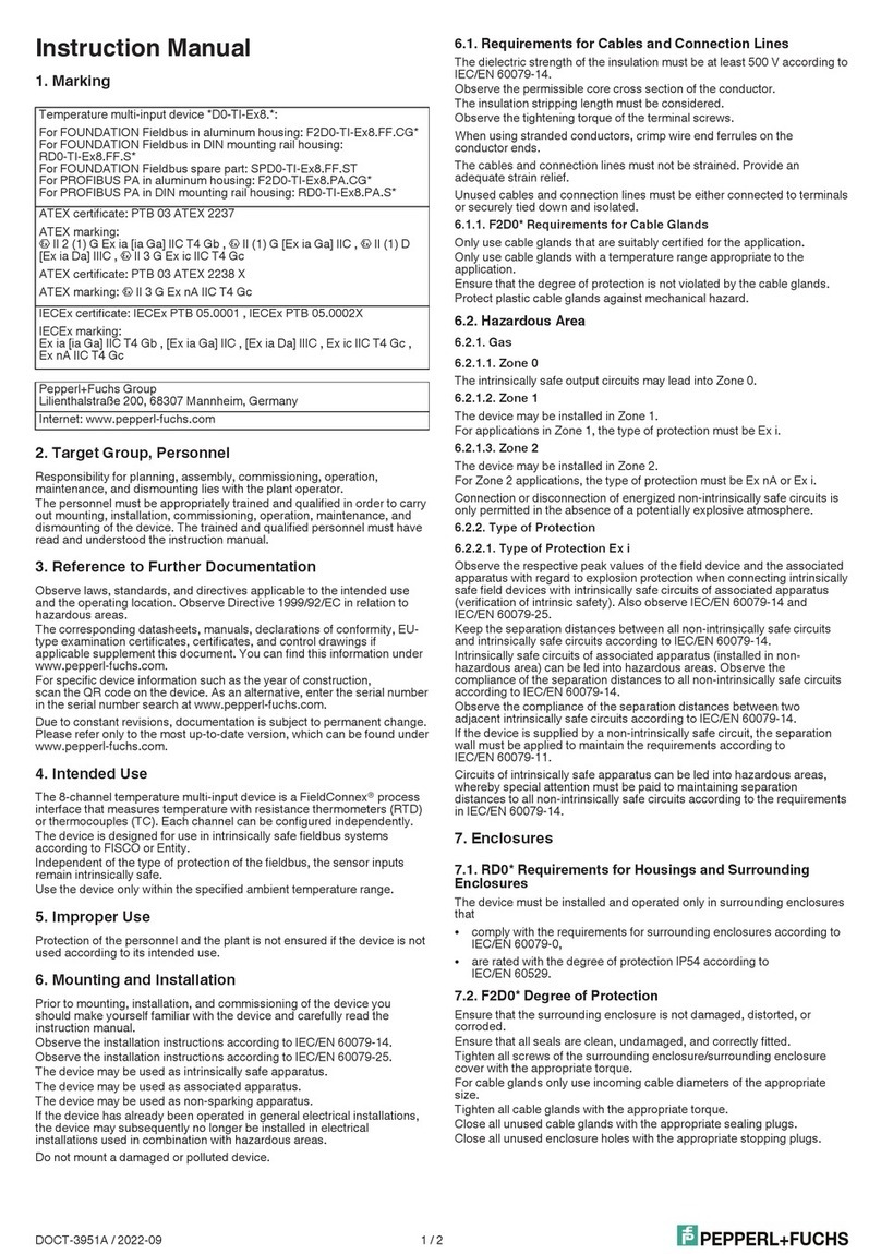 Pepperl+Fuchs FieldConnex D0-TI-Ex8 Series User manual
