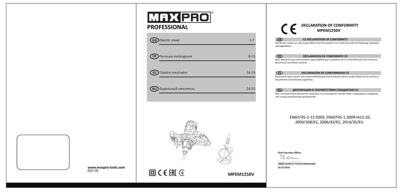 MaxPro PROFESSIONAL MPEM1250V manual