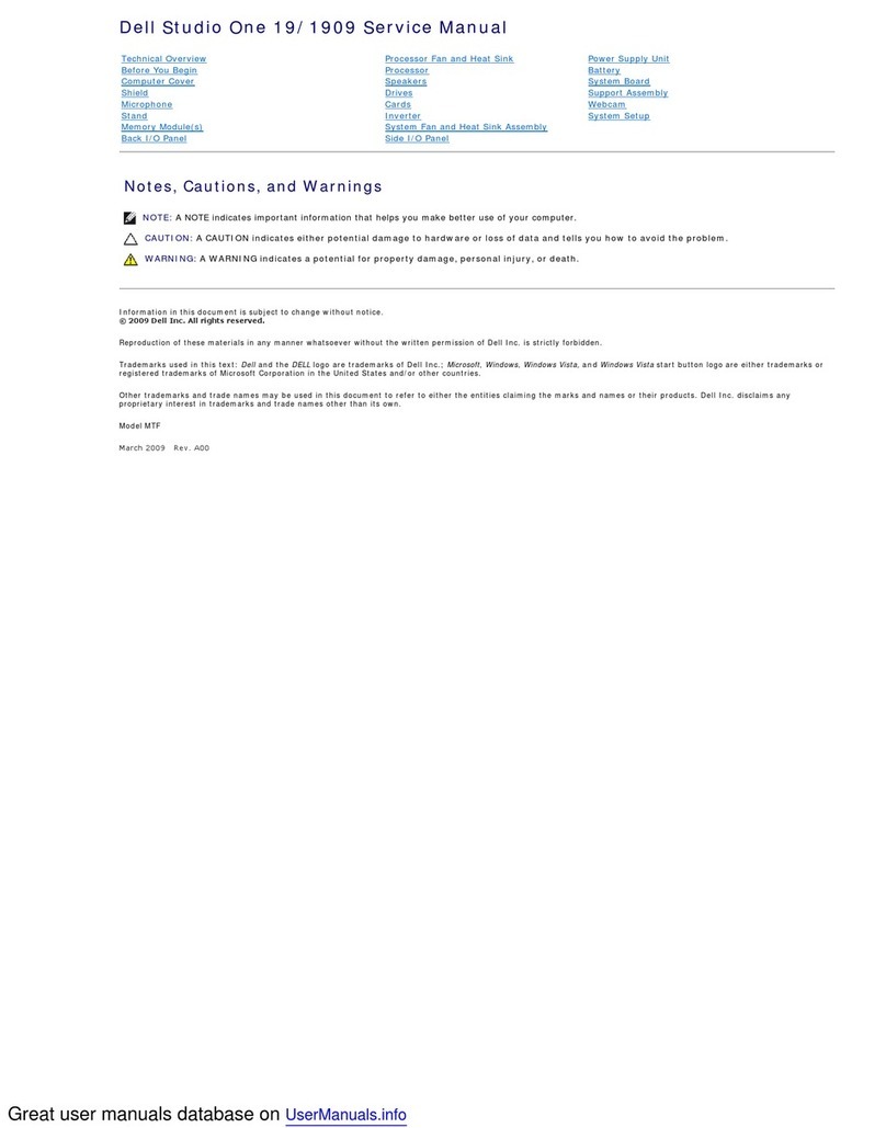 Dell Studio One 19/1909 Service manual