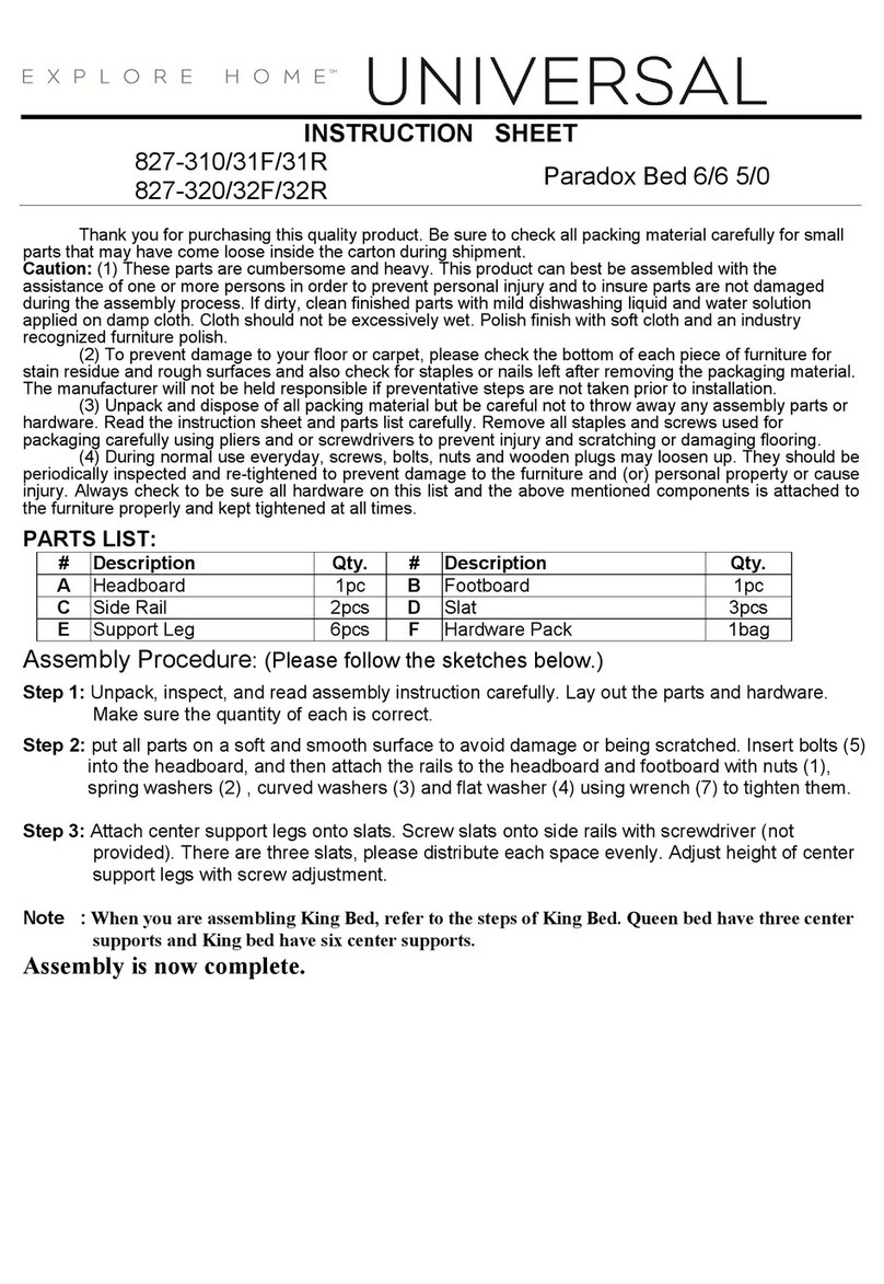 Universal Furniture Universal explore home Paradox 827-310 instruction sheet