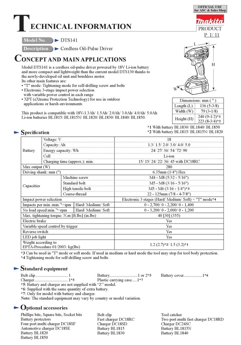Makita DTS141 technical information