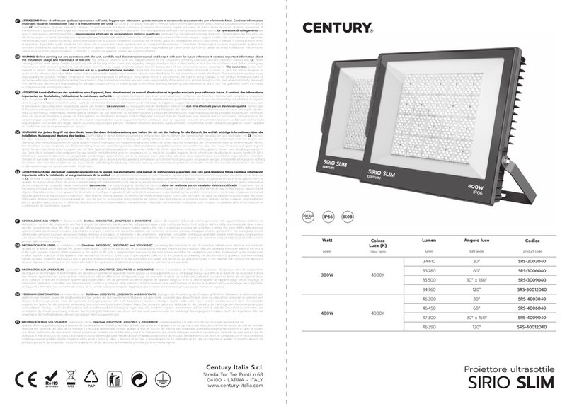 Century SIRIO SLIM quick start guide