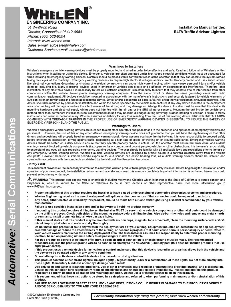 Whelen Engineering Company BLTA User manual