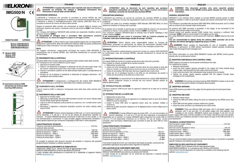 Elkron IMG500/N quick start guide