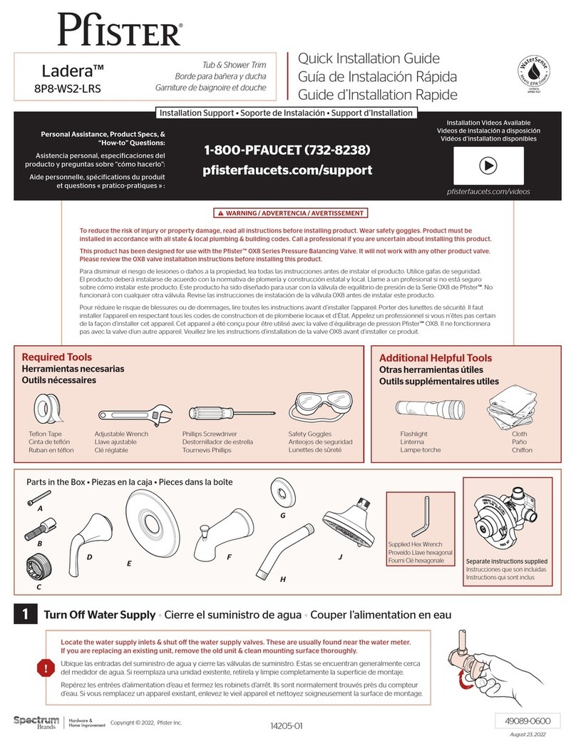 Spectrum Brands Pfister Ladera 8P8-WS2-LRS Quick installation guide