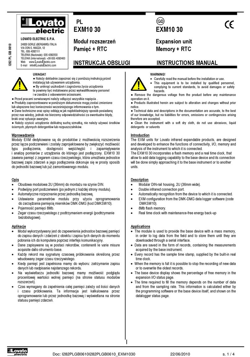 LOVATO ELECTRIC EXM10 30 instruction manual
