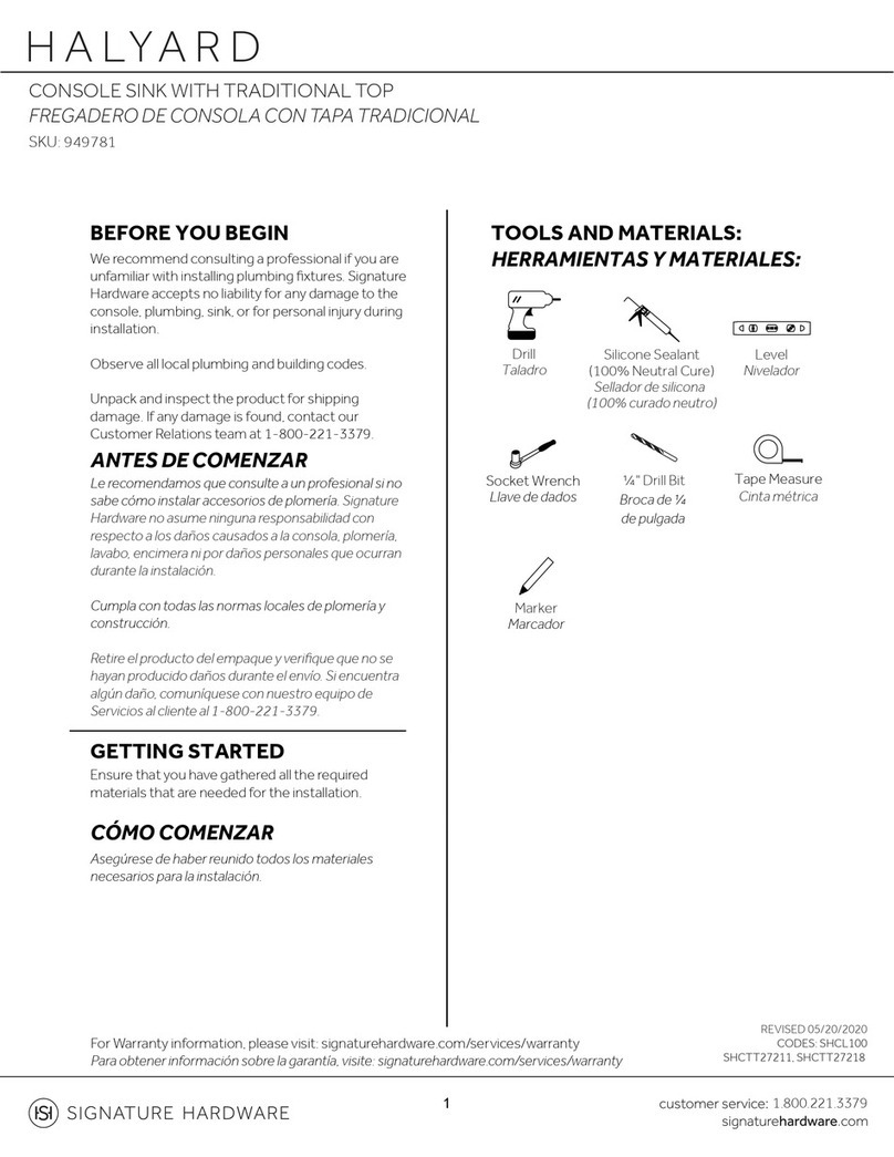Signature Hardware HALYARD 949781 installation instructions