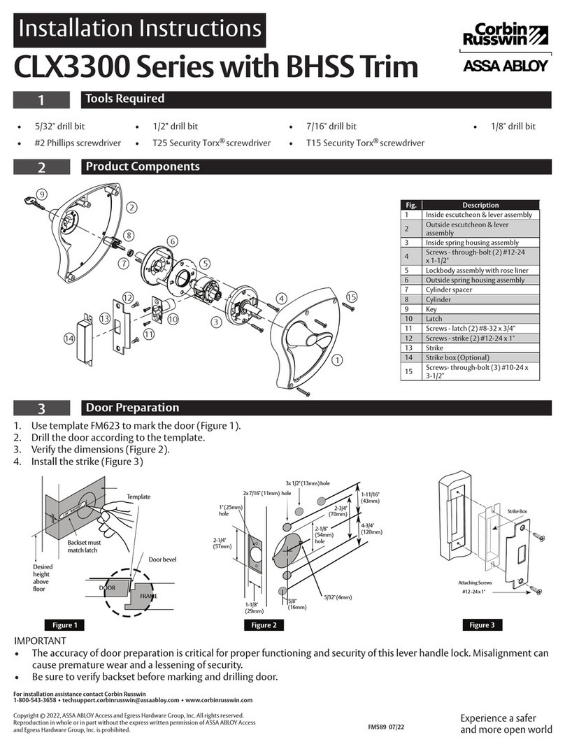 Assa Abloy Corbin Russwin CLX3300 Series installation instructions