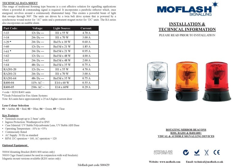 MOFLASH SIGNALLING RA201-20 INSTALLATION & TECHNICAL INFORMATION MOFLASH SIGNALLING RA201-20 INSTALLATION & TECHNICAL INFORMATION