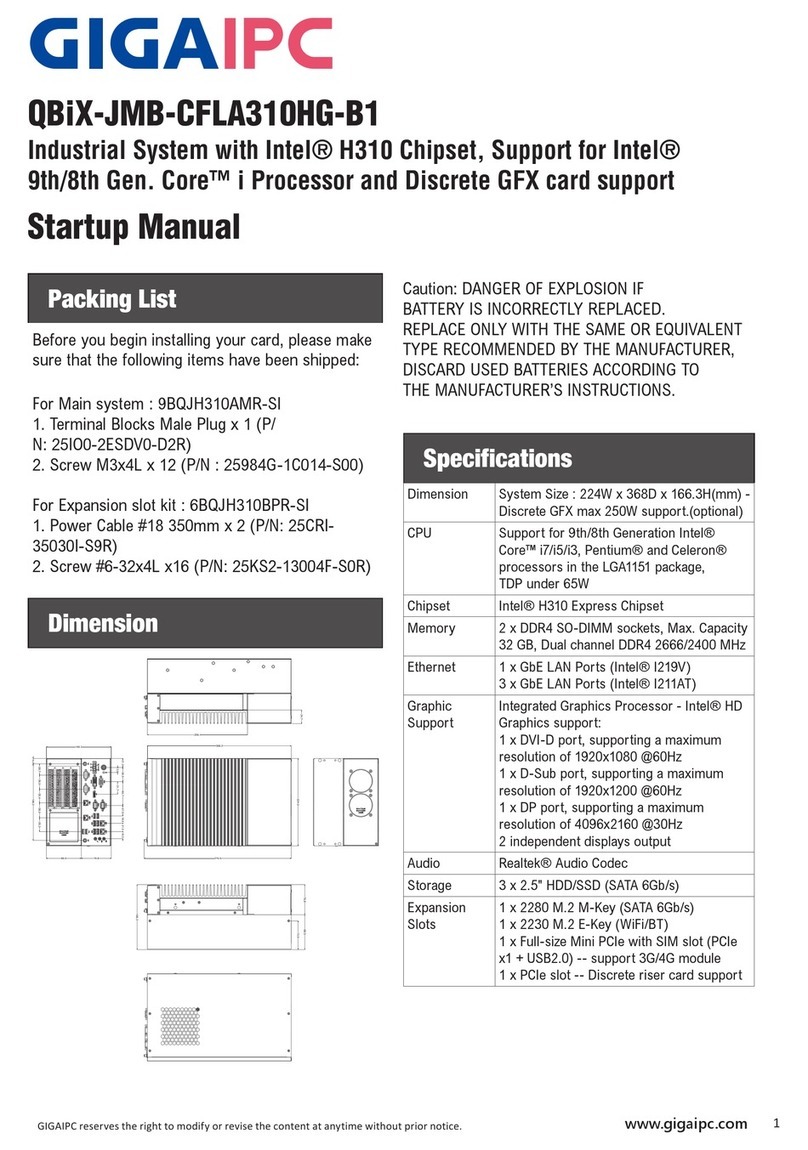 GIGAIPC QBiX-JMB-CFLA310HG-B1 Installation and operation manual