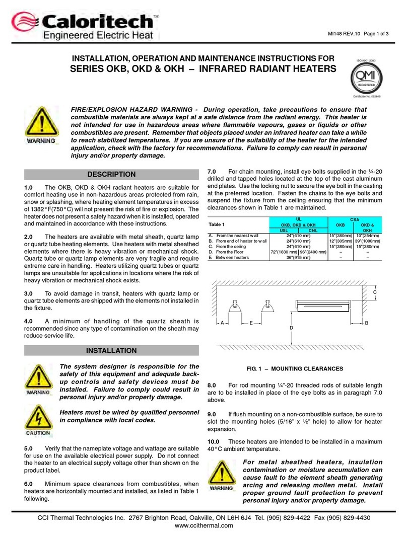 CCI Thermal Technologies Caloritech OKB Series Installation, operation and maintenance instructions CCI Thermal Technologies Caloritech OKB Series Installation, operation and maintenance instructions