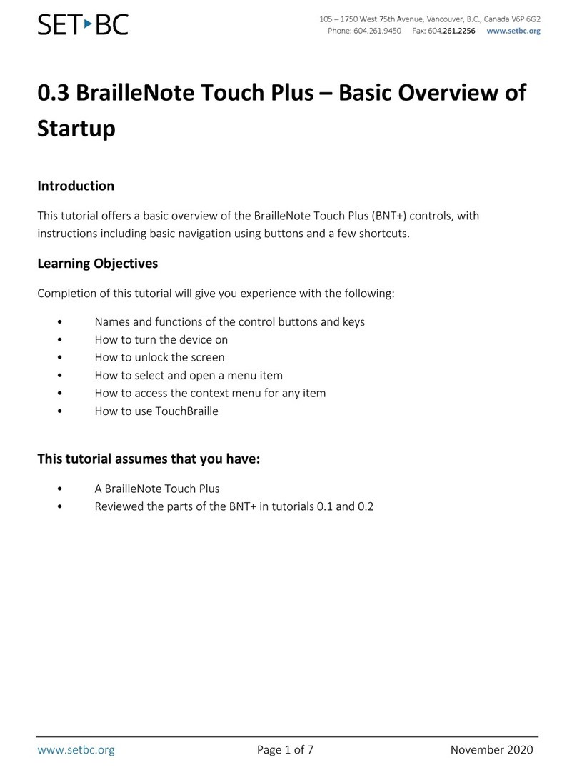 Humanware 0.3 BrailleNote Touch Plus User manual