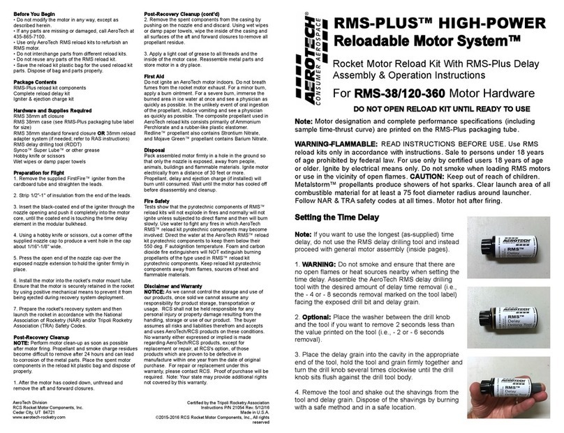 Aerotech RMS-PLUS HIGH-POWER Reloadable Motor System... Parts list manual