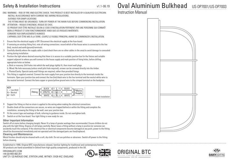 Davey Lighting Original BTC US-DP7001 instruction manual
