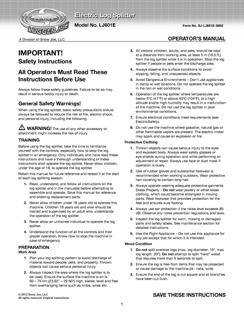 sunjoe LOGGER JOE LJ601E User manual