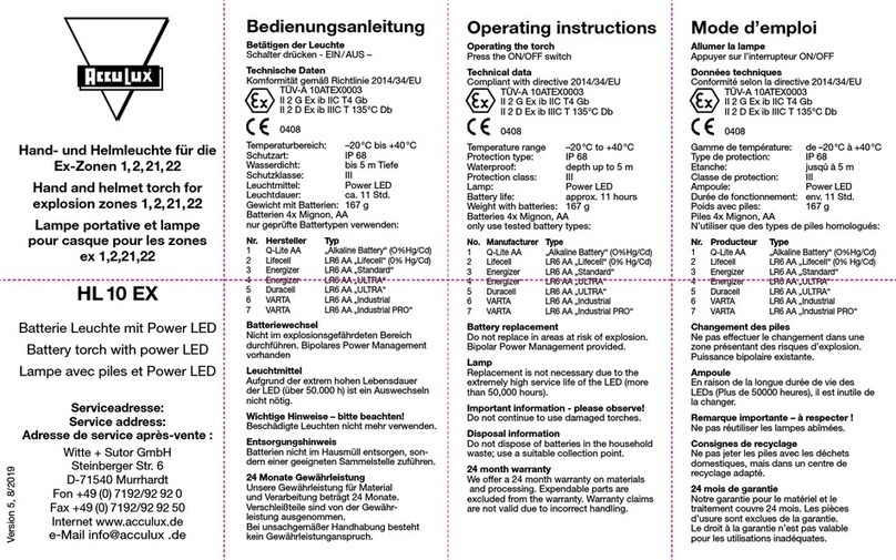 AccuLux HL10 EX operating instructions