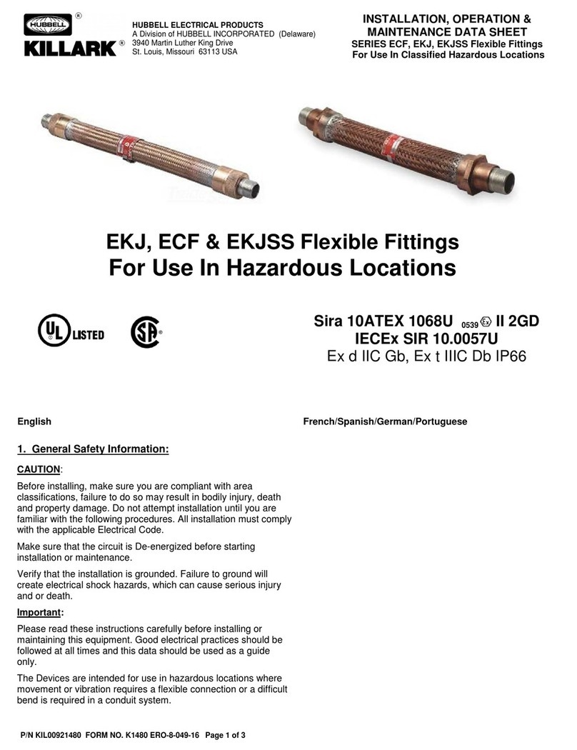 Hubbel KILLARK EKJ Series INSTALLATION, OPERATION & MAINTENANCE DATA SHEET