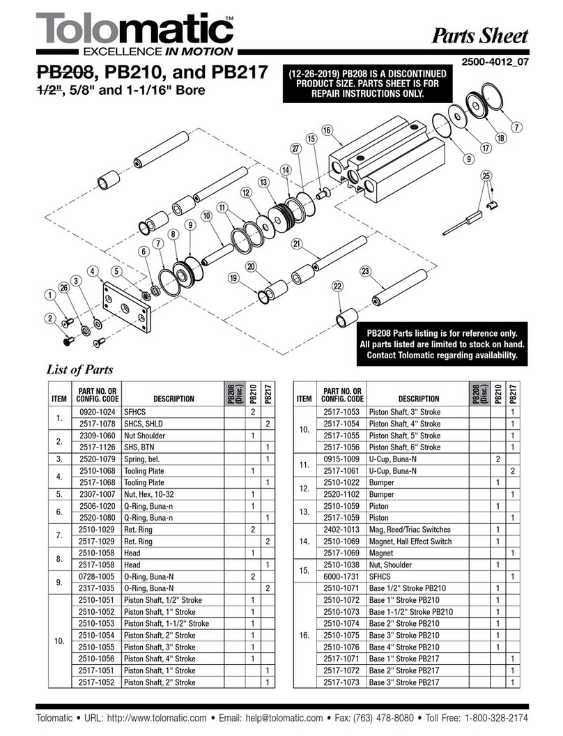 Tolomatic PB208 parts list