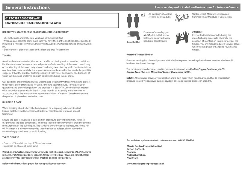 Mercia Garden Products 01PTOSBRA0806SDFW-V1 Instruction manual