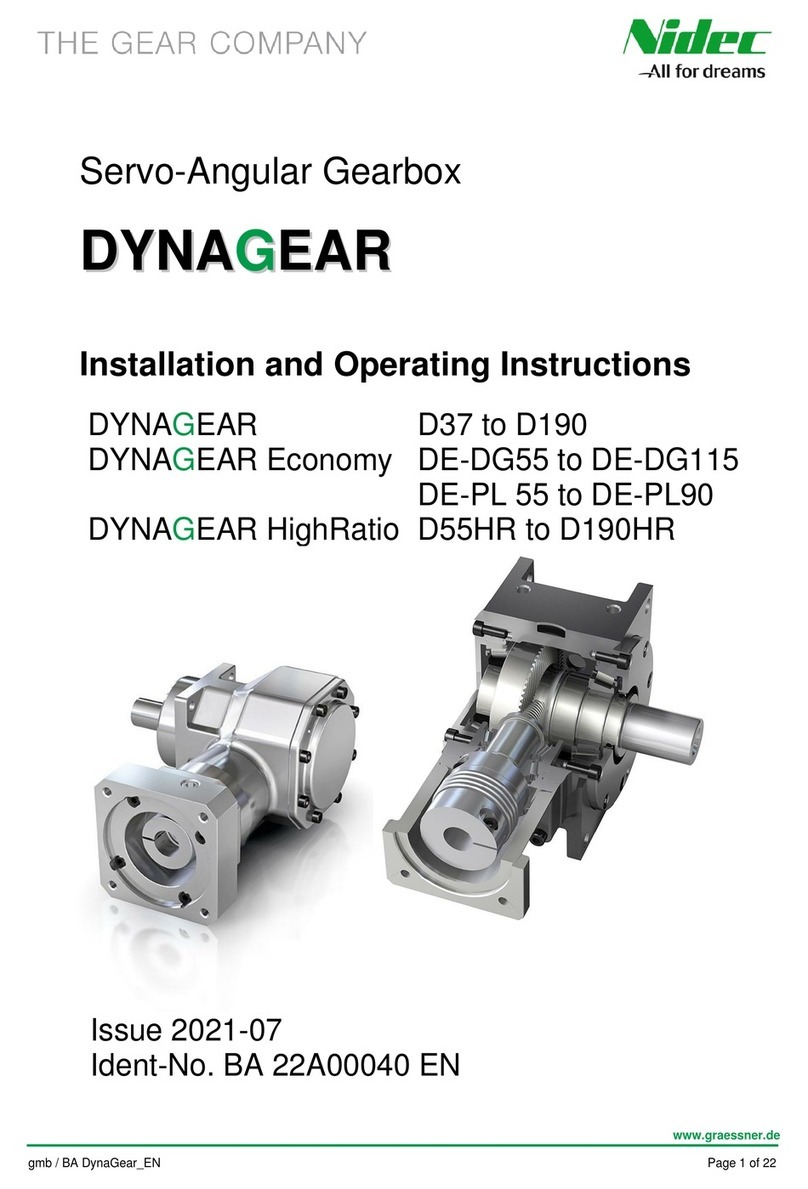 Nidec DYNAGEAR D37 Installation and operating instructions