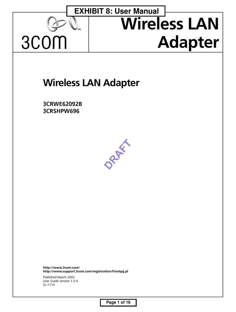 3Com 3CRWE62092B - 11Mbps Wireless LAN PC Card User manual