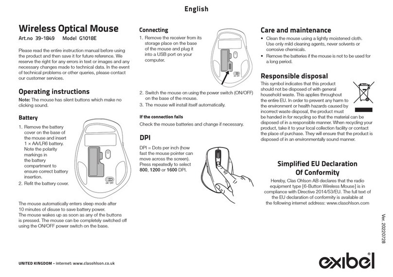 Exibel G1018E operating instructions