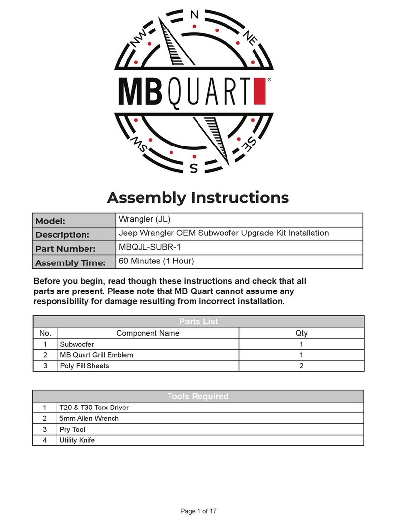 MB QUART MBQJL-SUBR-1 Assembly instructions
