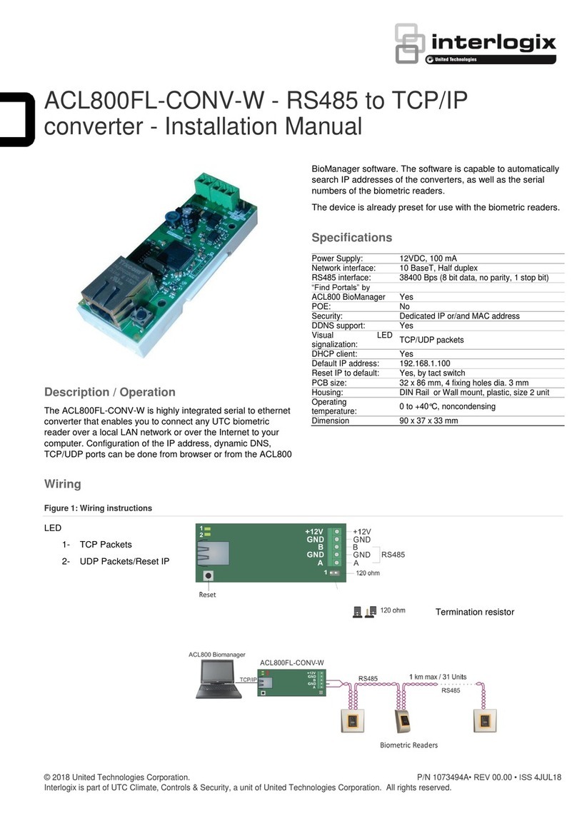 Interlogix ACL800FL-CONV-W-RS485 installation manual