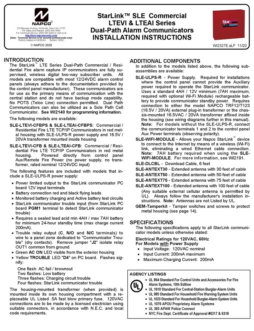 NAPCO StarLink SLE Series User manual