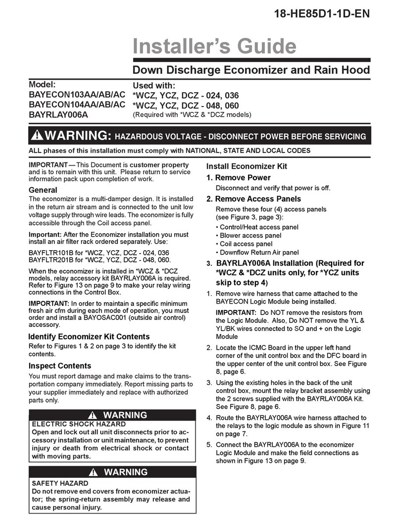 Trane BAYECON104AA Installer's guide
