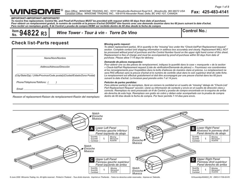 Winsome 94822 R3 Assembly instructions Winsome 94822 R3 Assembly instructions