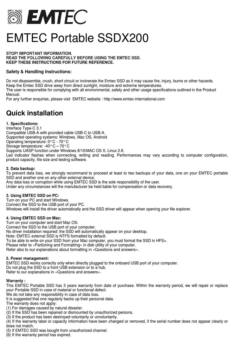 Emtec SSDX200 Quick installation