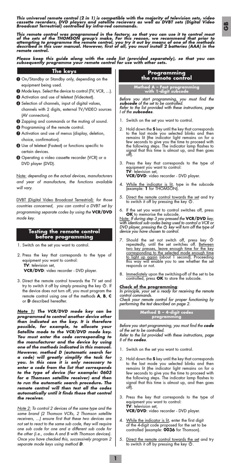 THOMSON ROC 2406B User manual