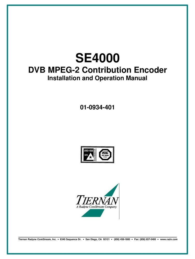 Radyne ComStream TIERNAN SE4000 Installation and operation manual