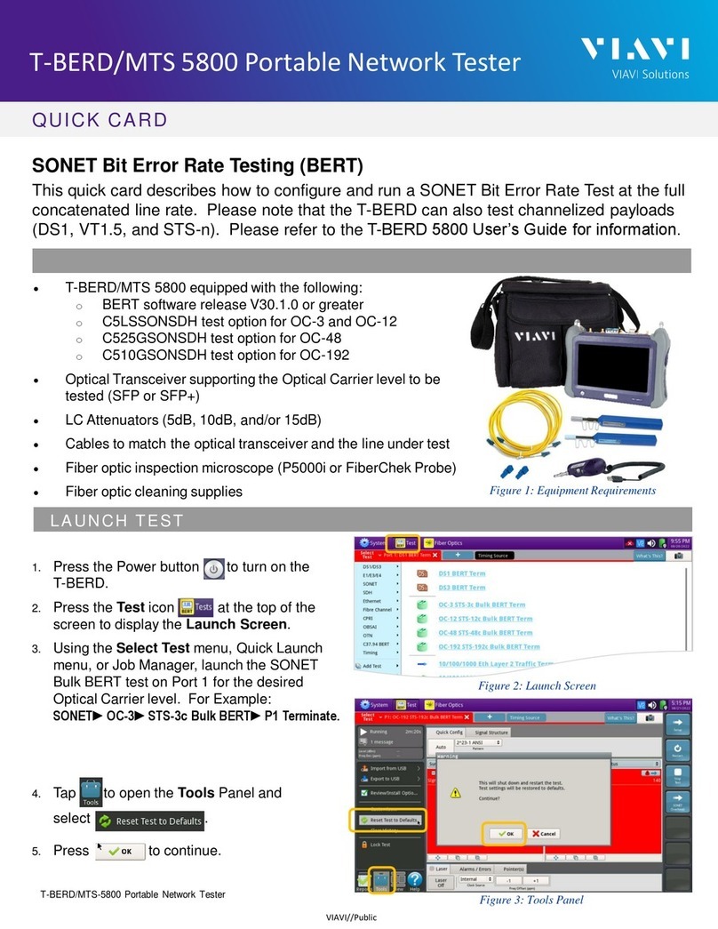 VIAVI Solutions T-BERD Quick Card User Guide
