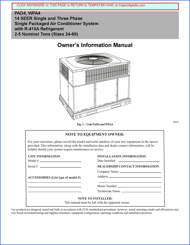 Tempstar PAD4 Instruction Manual