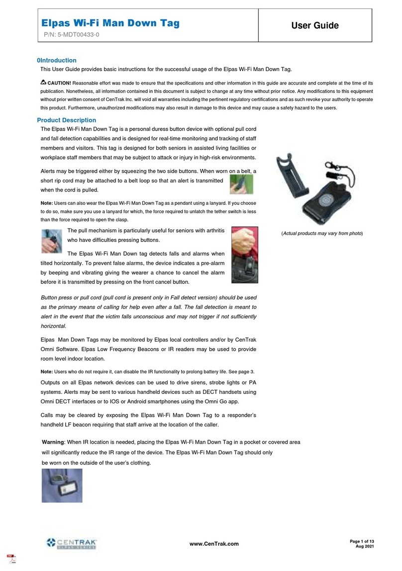 CENTRAK Elpas Wi-Fi Man Down Tag user guide