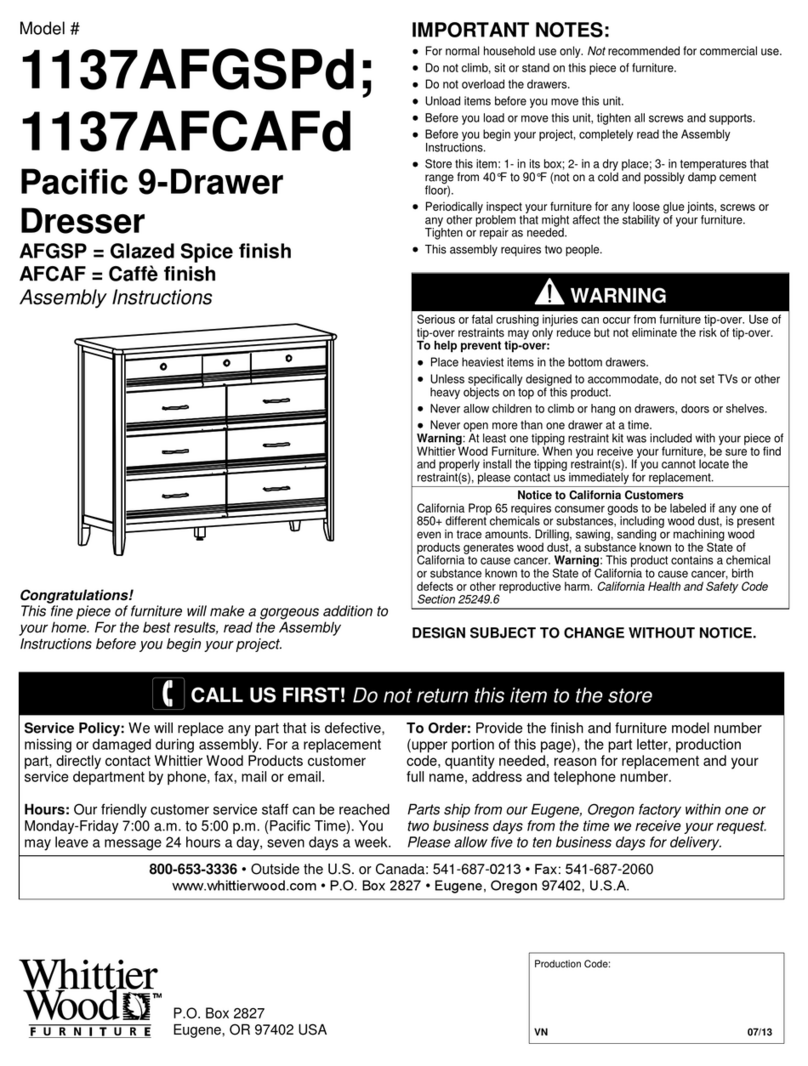 Whittier Wood 1137AFGSPd Assembly instructions