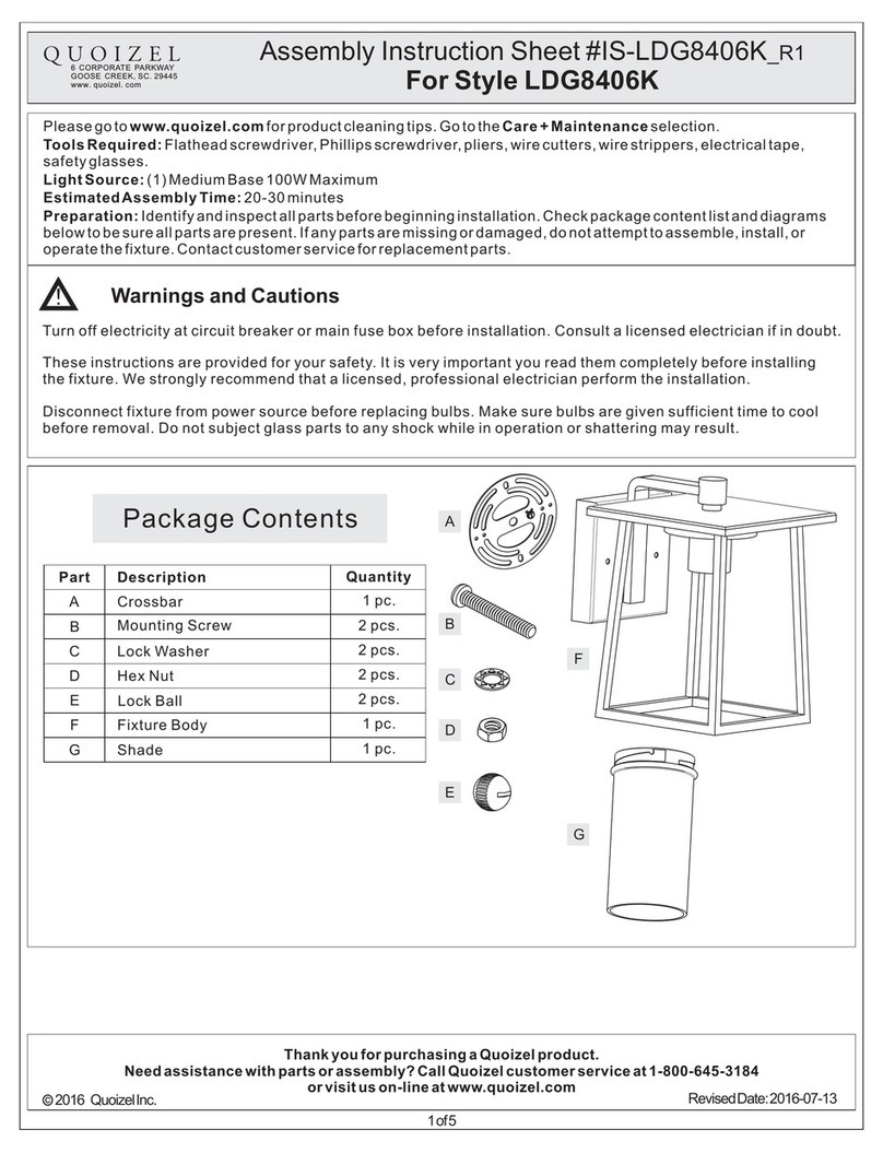 Quoizel LDG8406K Assembly instruction sheet