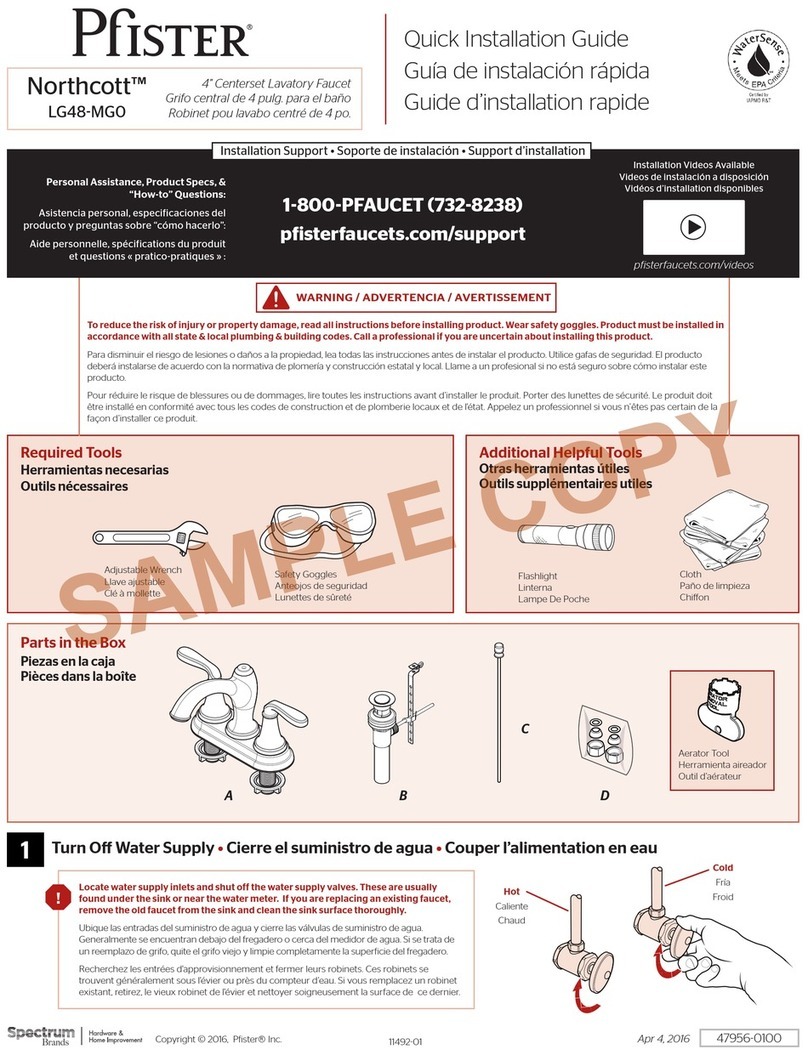 Spectrum Brands Pfister Northcott LG48-MG0 Quick installation guide