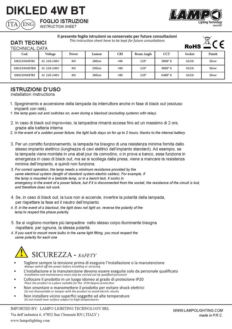 Lampo DIKLED4WBTBC instruction sheet Lampo DIKLED4WBTBC instruction sheet