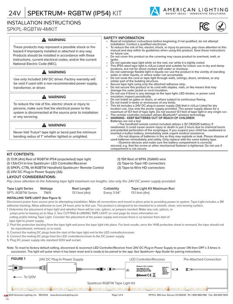 American Lighting SPKPL-RGBTW-4MKIT User manual