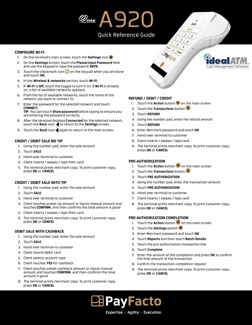 PAX A920 Quick reference guide